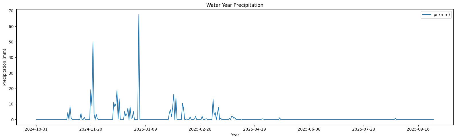 Water Year Timeseries